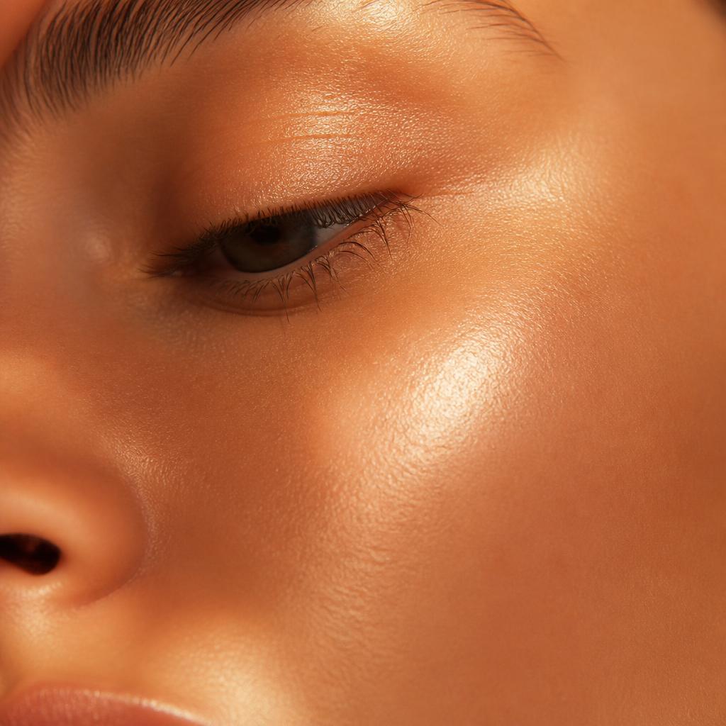 Glowing even skin close-up